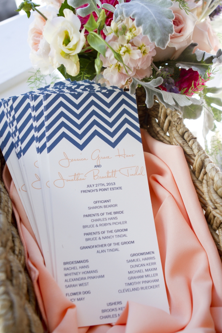 Modern Elegant Peach and Navy Maine Wedding via TheELD.com