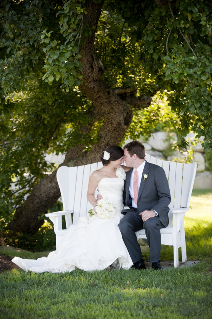 Modern Elegant Peach and Navy Maine Wedding via TheELD.com