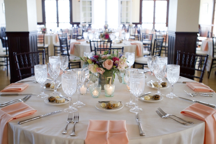 Modern Elegant Peach and Navy Maine Wedding via TheELD.com