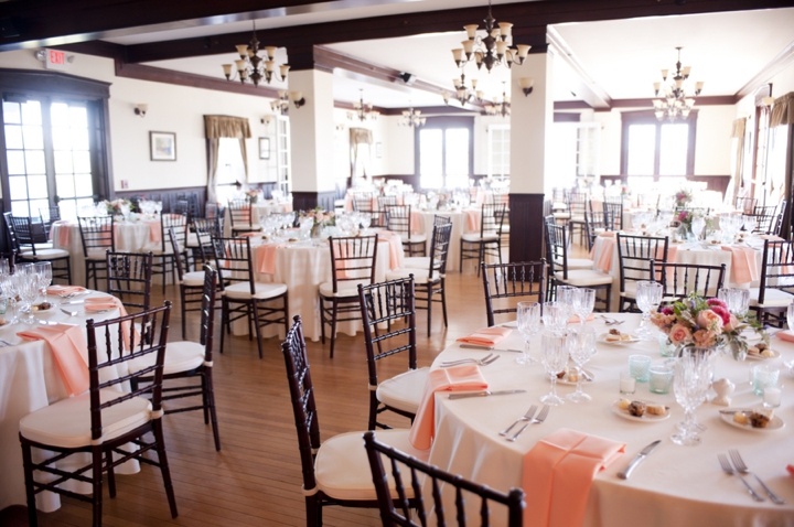 Modern Elegant Peach and Navy Maine Wedding via TheELD.com