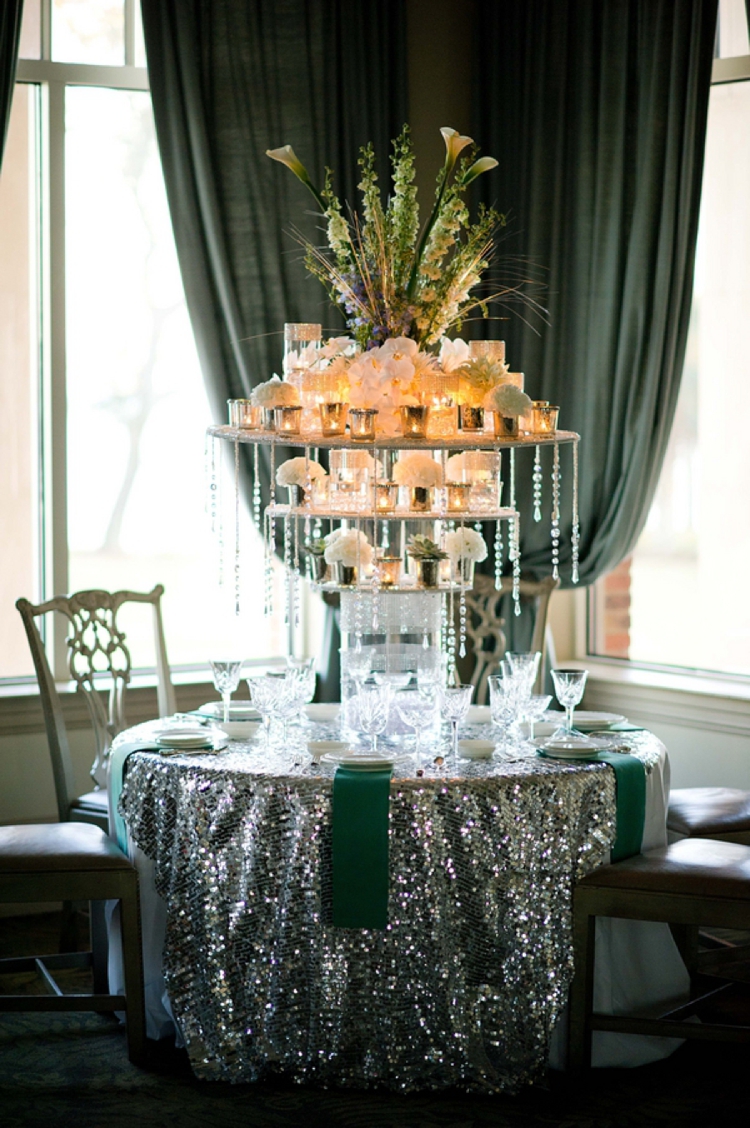 Sparkly Blue and Silver Glamorous Wedding Inspiration via TheELD.com