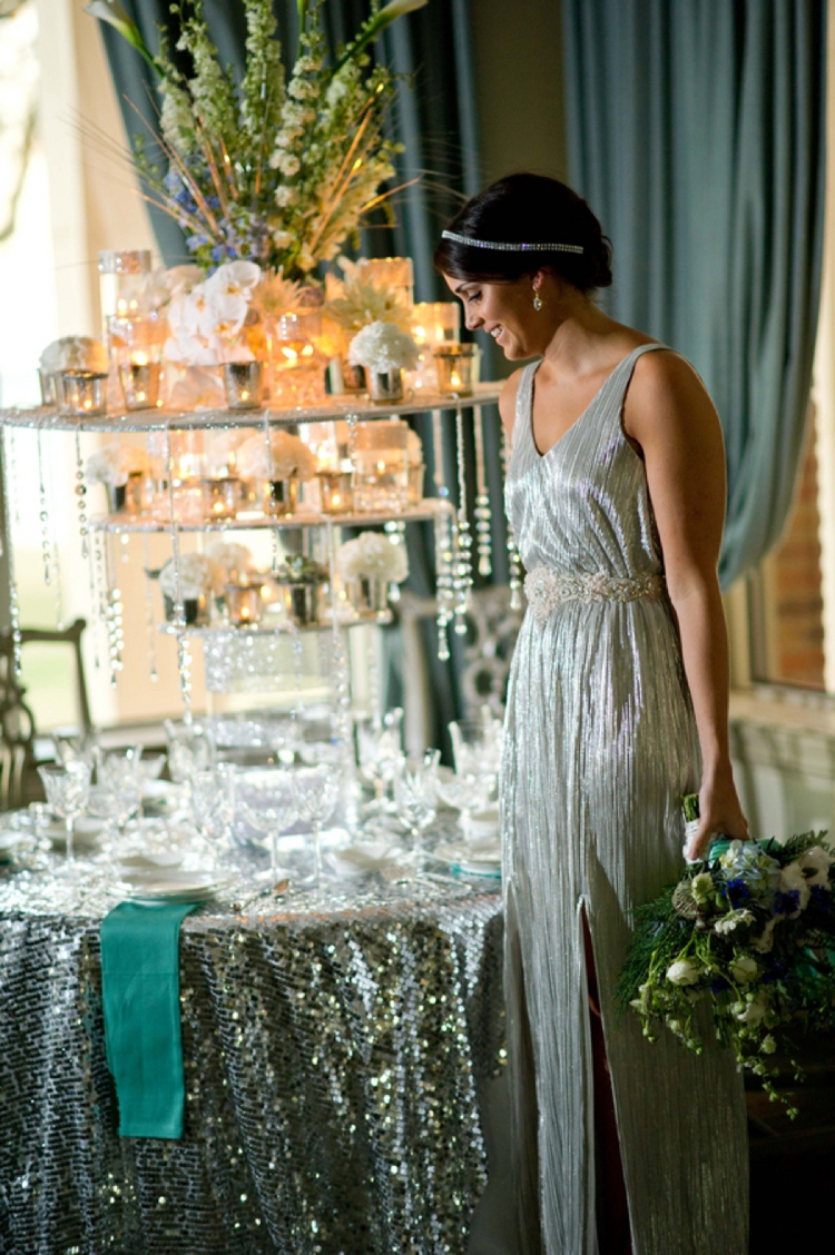 Sparkly Blue and Silver Glamorous Wedding Inspiration via TheELD.com