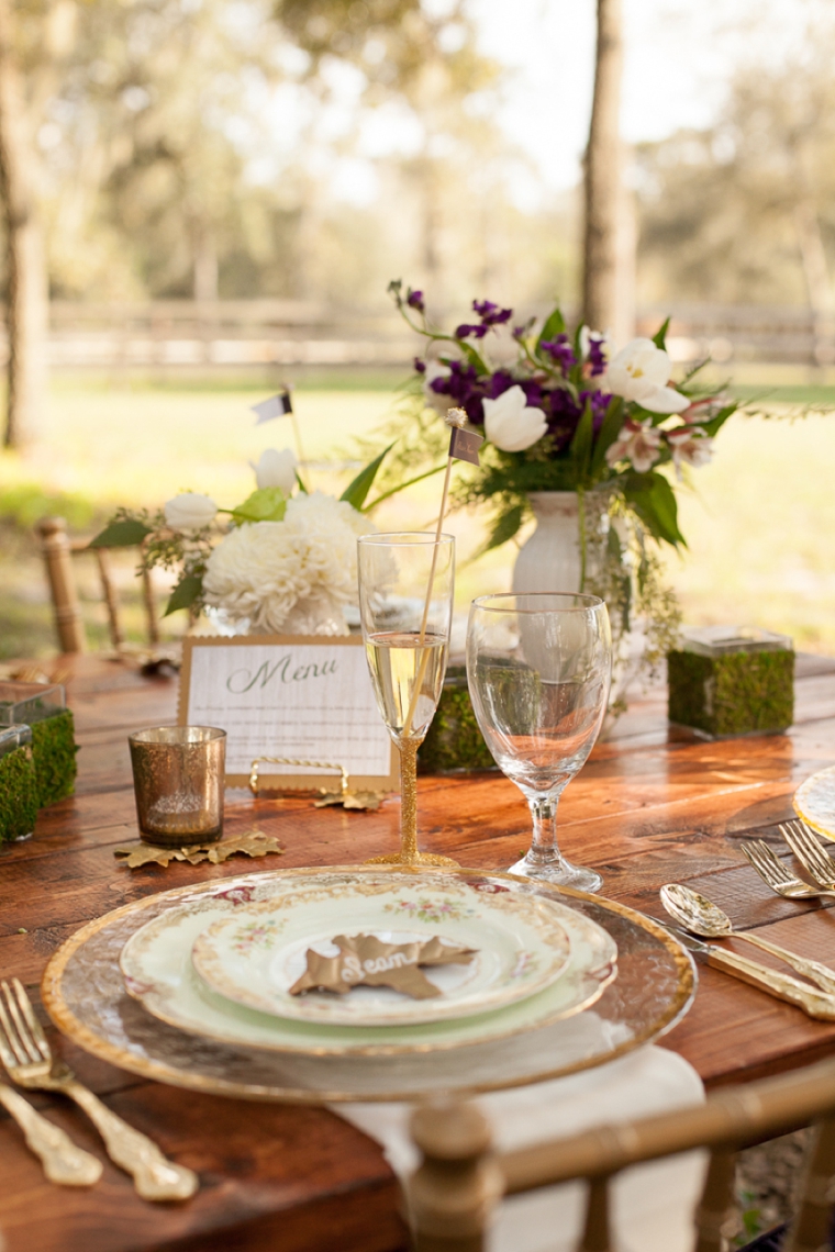 Rustic Chic Champagne and Purple Wedding Inspiration via TheELD.com