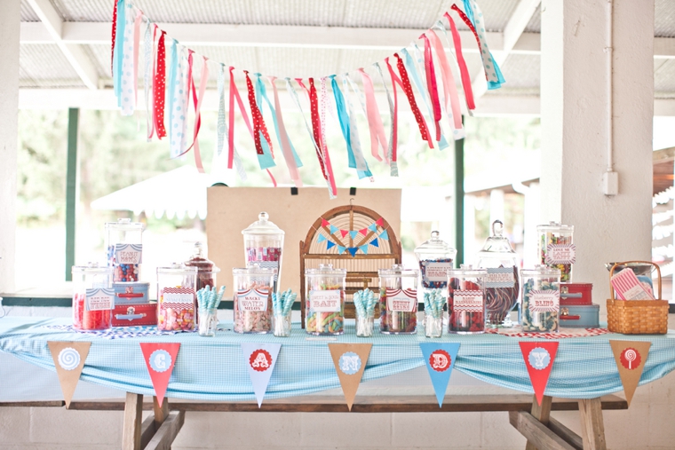 Blue, Aqua & Red Carnival Themed Wedding via TheELD.com