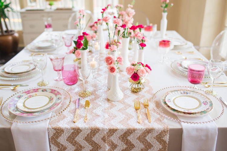 Glittering Pink and Gold Wedding Inspiration via TheELD.com