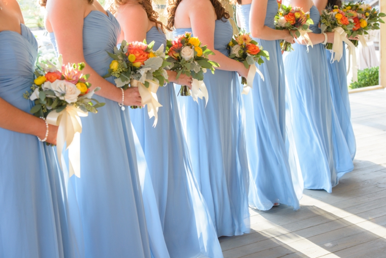 Orange and blue outlet wedding dress