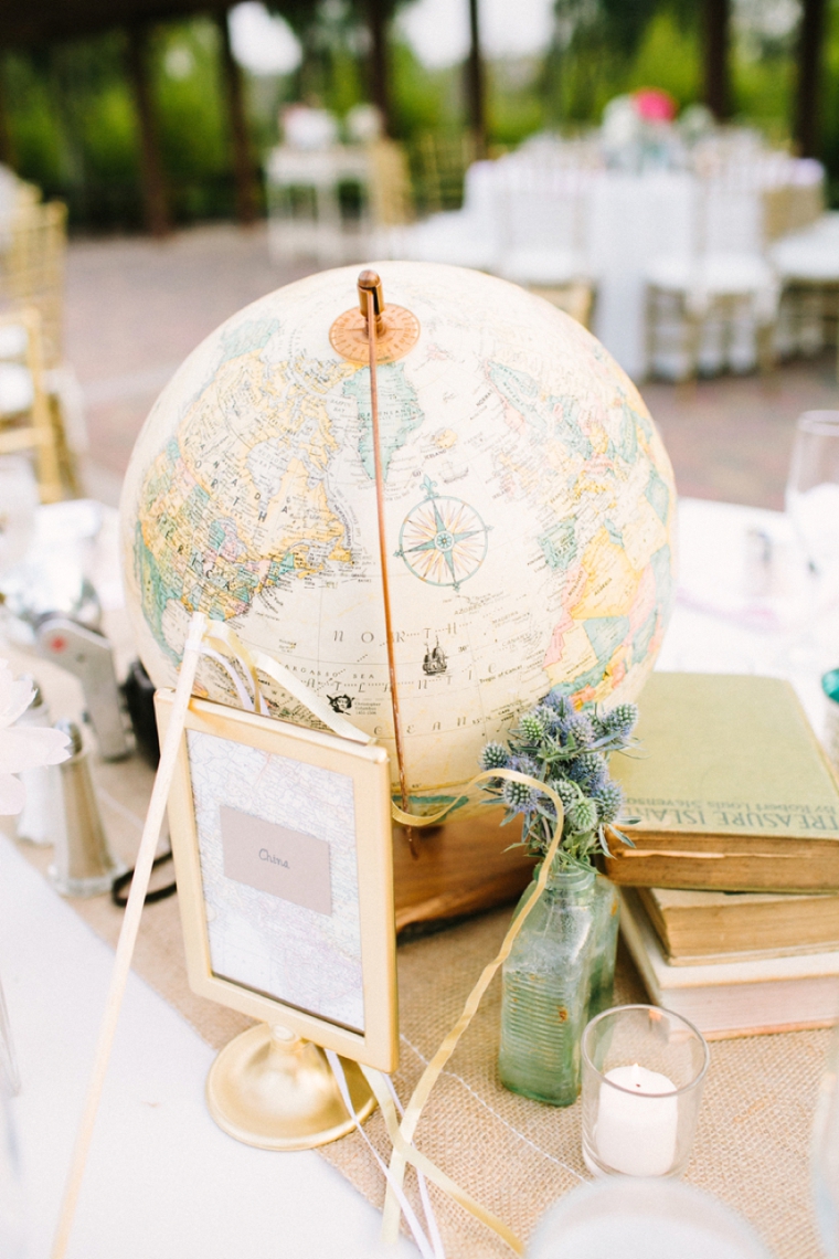 Blush & Vintage Travel Themed Wedding via TheELD.com