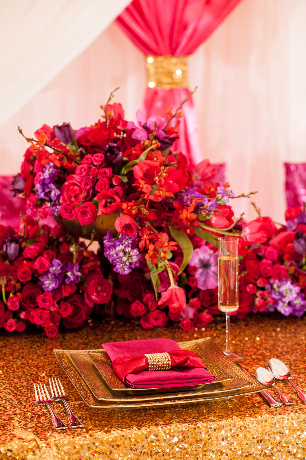 Glamorous Pink and Red Wedding Ideas via TheELD.com