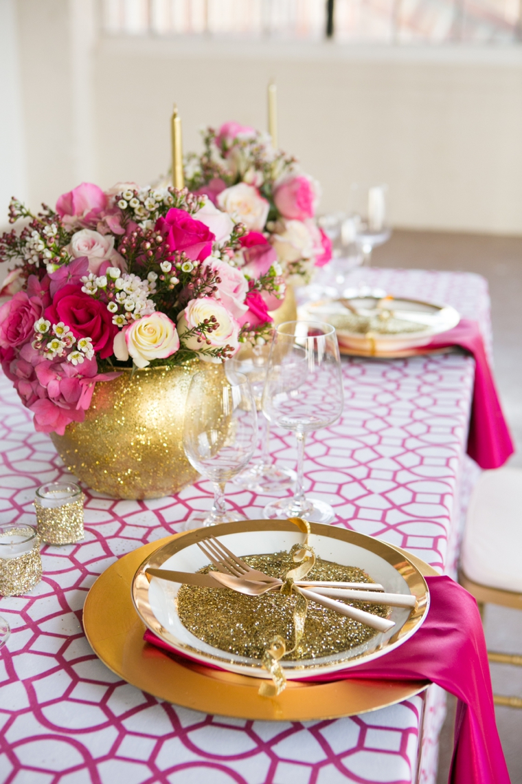 Modern Chic Pink and Gold Wedding Ideas via TheELD.com