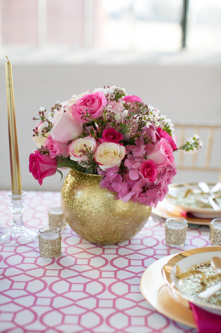 Modern Chic Pink and Gold Wedding Ideas via TheELD.com