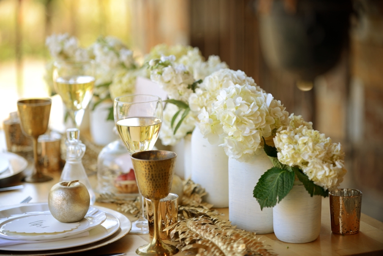 Romantic Gold and White Wedding Ideas via TheELD.com