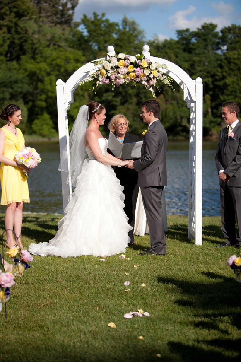A Navy, Pink and Yellow Chesapeake Bay Wedding via TheELD.com