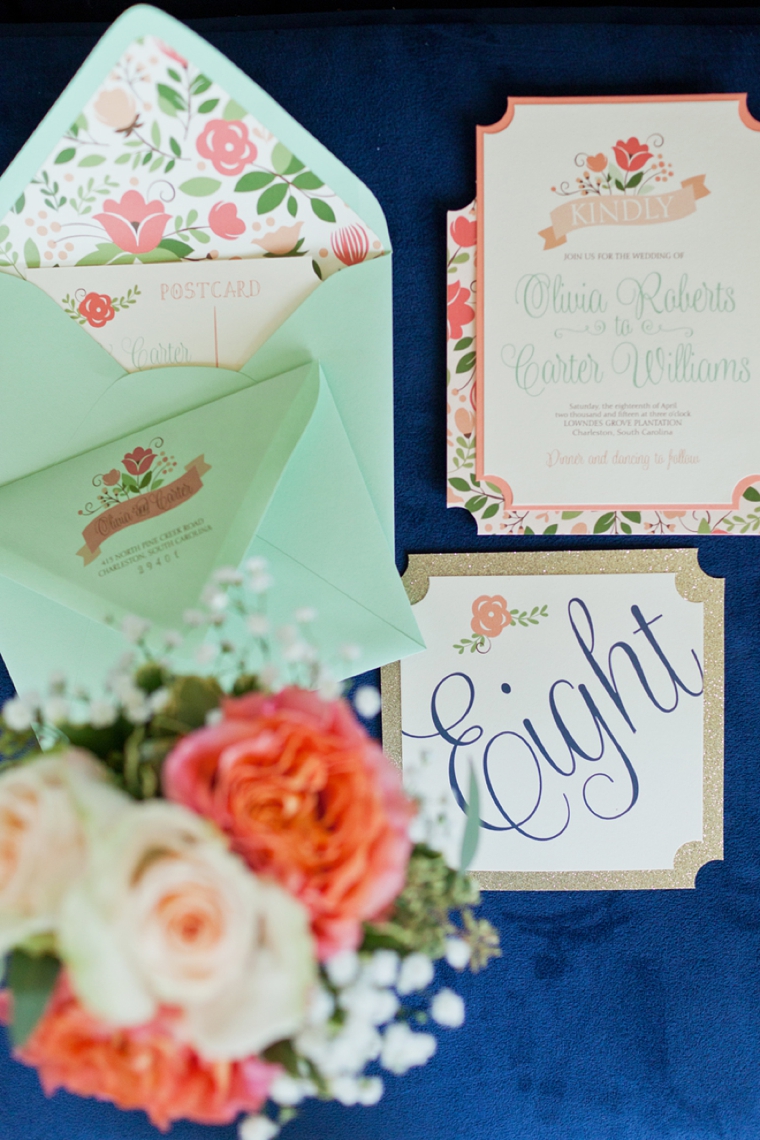 Eclectic Navy, Mint, & Peach Wedding Ideas via TheELD.com