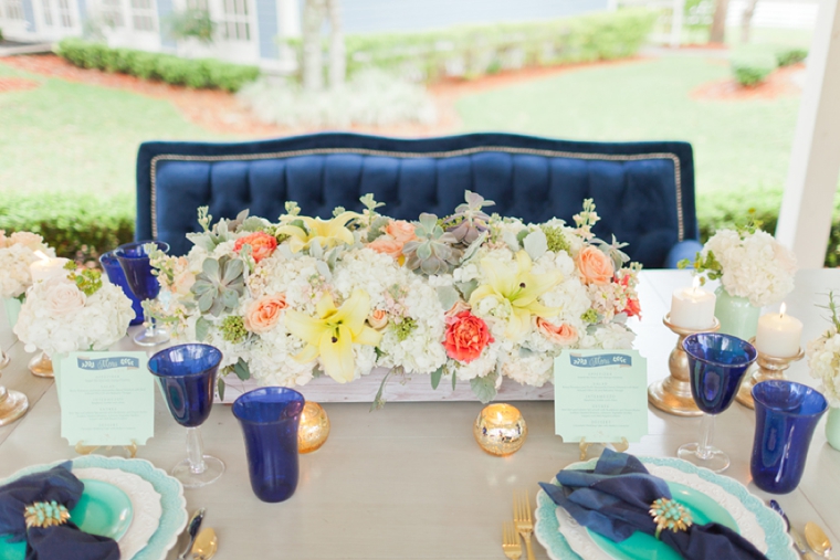 Eclectic Navy, Mint, & Peach Wedding Ideas via TheELD.com