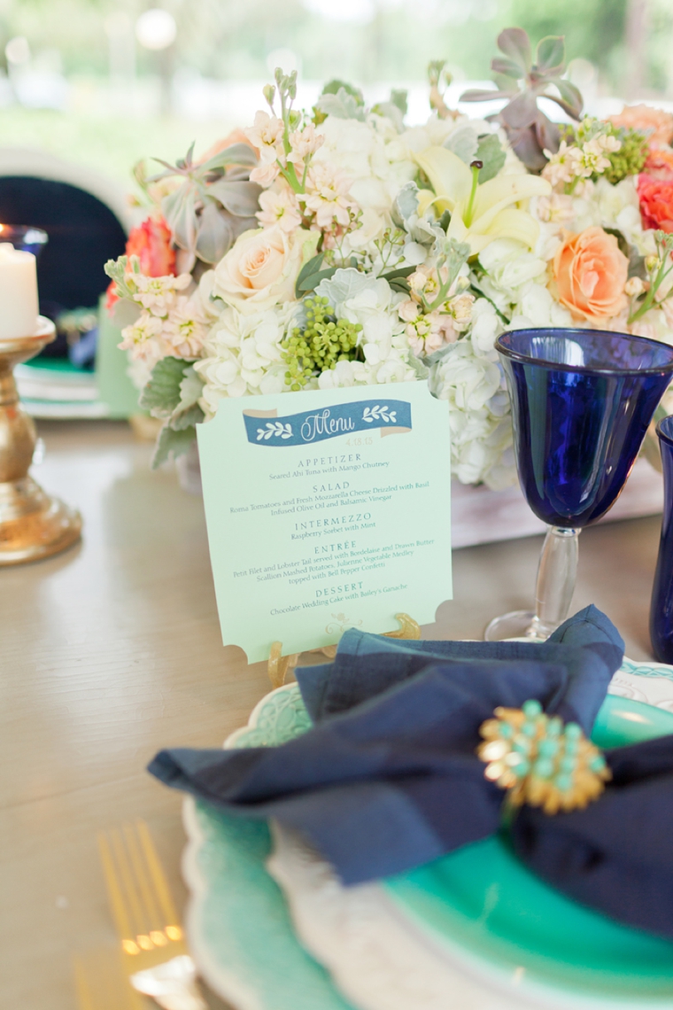 Eclectic Navy, Mint, & Peach Wedding Ideas via TheELD.com