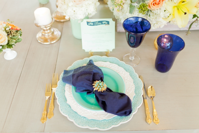 Eclectic Navy, Mint, & Peach Wedding Ideas via TheELD.com