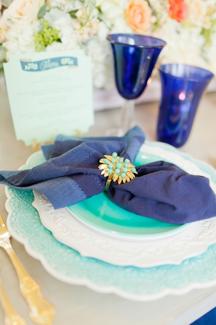 Eclectic Navy, Mint, & Peach Wedding Ideas via TheELD.com