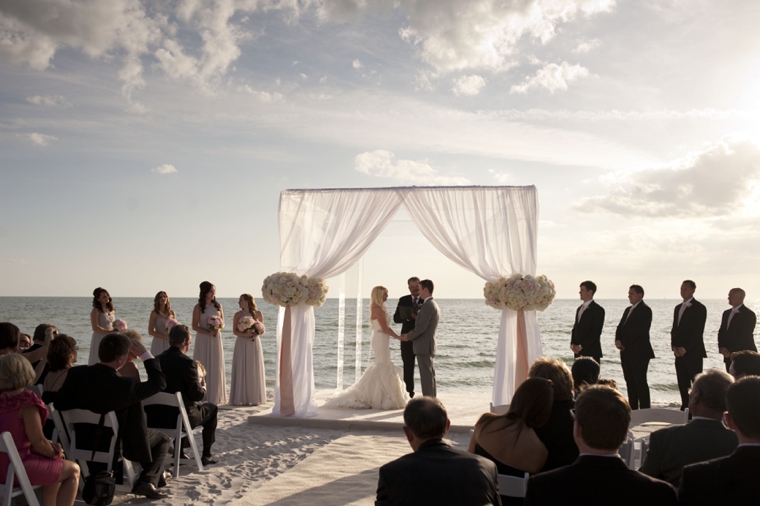 A Glamorous Silver & Blush Beach Wedding via TheELD.com