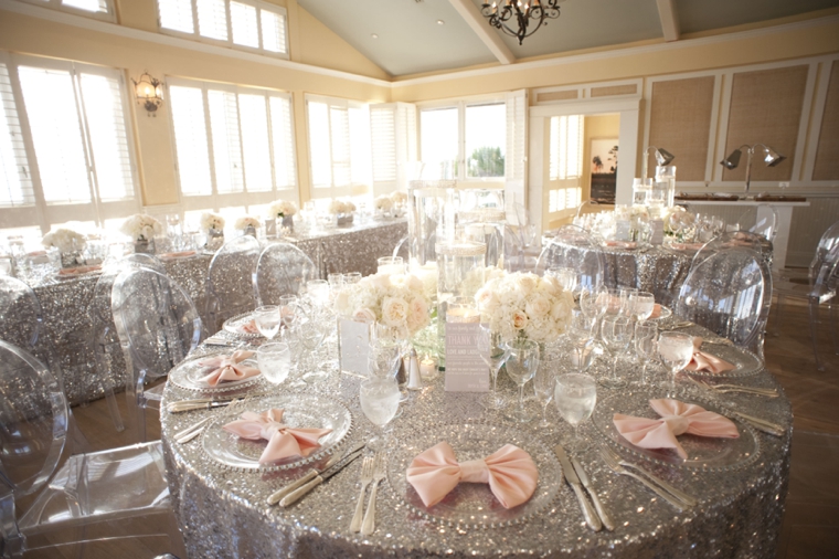 A Glamorous Silver & Blush Beach Wedding via TheELD.com