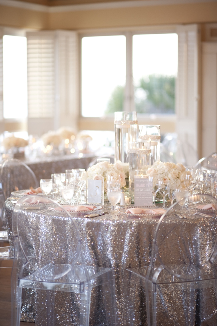 A Glamorous Silver & Blush Beach Wedding via TheELD.com