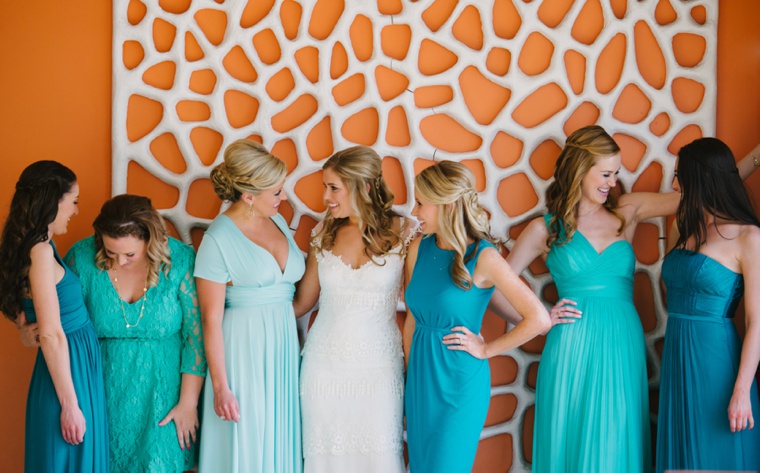 Eclectic Aqua and Coral Beach Wedding  via TheELD.com