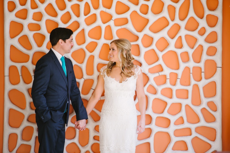 Eclectic Aqua and Coral Beach Wedding  via TheELD.com