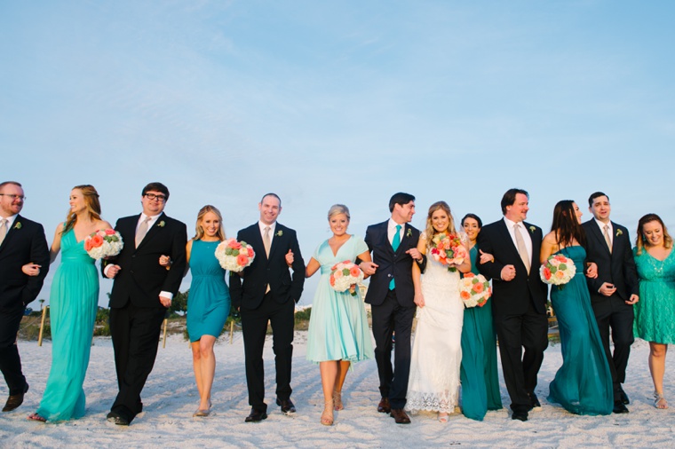 Eclectic Aqua and Coral Beach Wedding  via TheELD.com