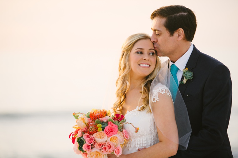 Eclectic Aqua and Coral Beach Wedding  via TheELD.com