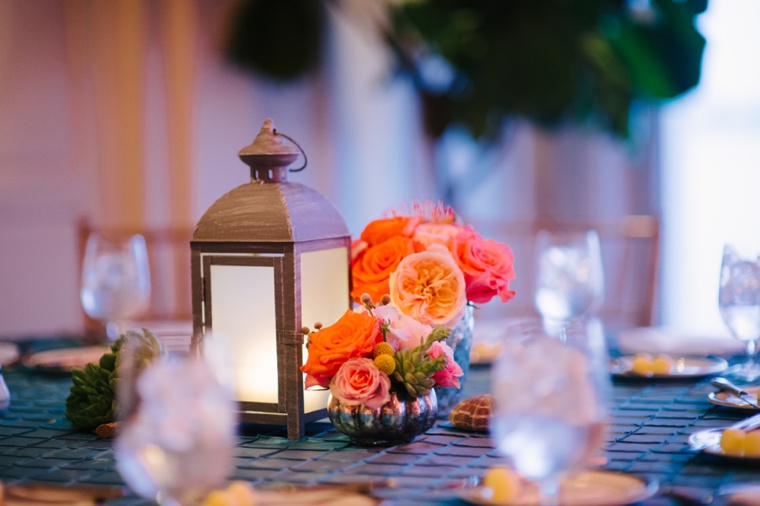 Eclectic Aqua and Coral Beach Wedding  via TheELD.com