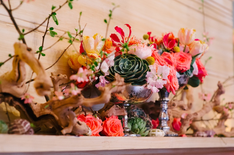 Eclectic Aqua and Coral Beach Wedding  via TheELD.com