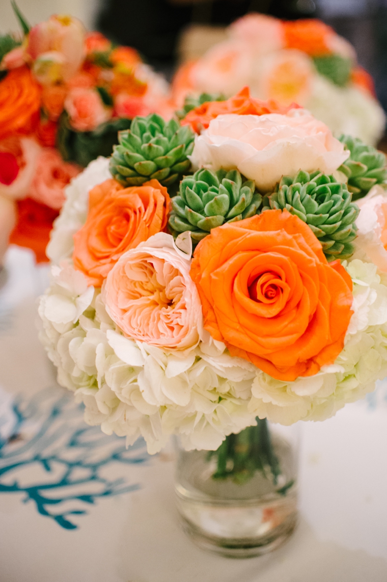 Eclectic Aqua and Coral Beach Wedding  via TheELD.com