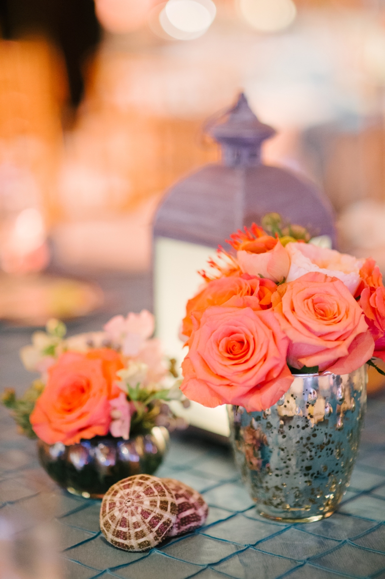 Eclectic Aqua and Coral Beach Wedding  via TheELD.com