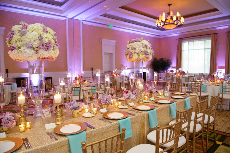 Chic Gold, Aqua, and Lavender Wedding via TheELD.com