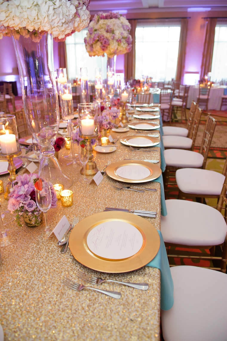 Chic Gold, Aqua, and Lavender Wedding via TheELD.com