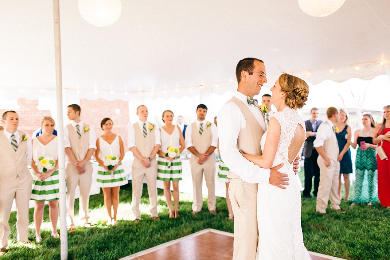 A Cheerful Green and Yellow Backyard Wedding via TheELD.com