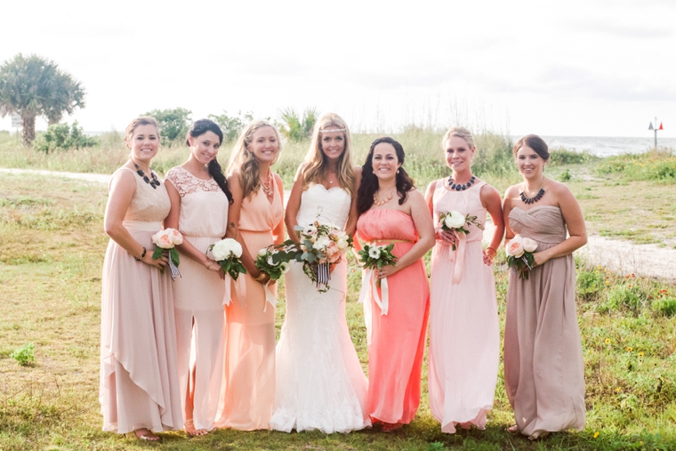 Peach and Gold Bridesmaid Dresses