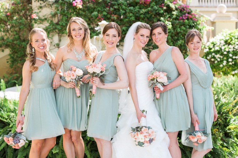 Peach and sale mint bridesmaid dresses