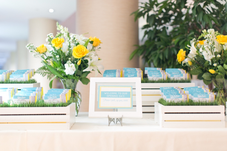 Baseball Themed Aqua and Yellow Wedding via TheELD.com