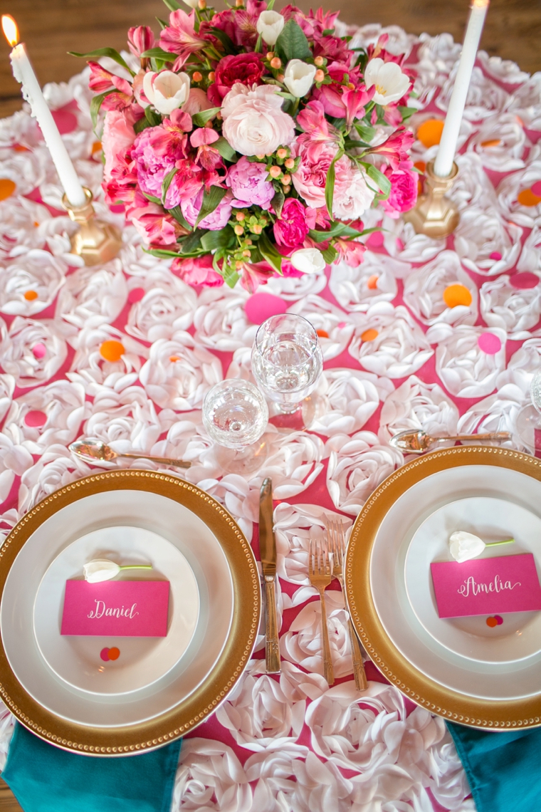 Bright, Bold Pink and Teal Wedding Ideas via TheELD.com