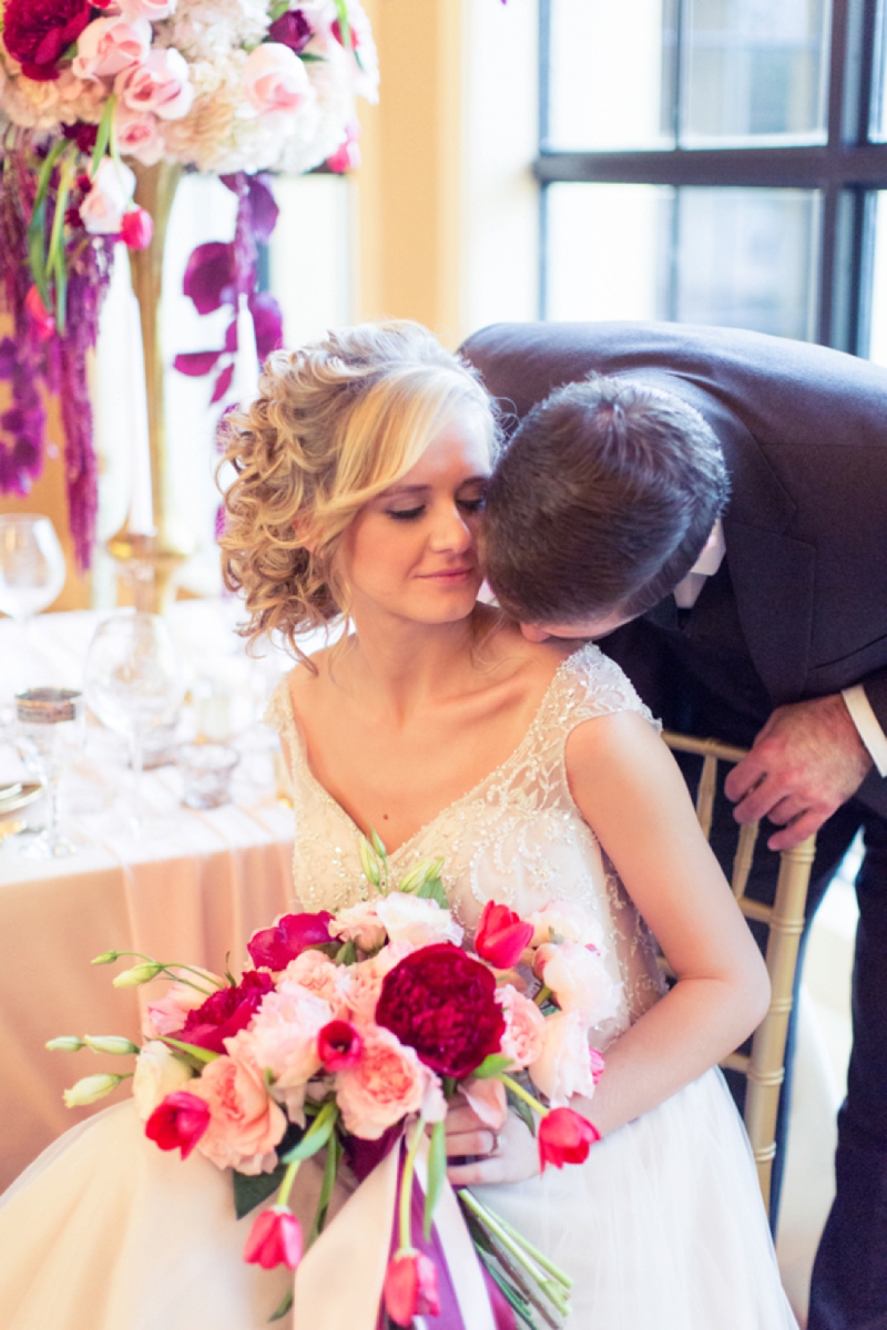 Romantic Pink and Red Wedding Inspiration via TheELD.com