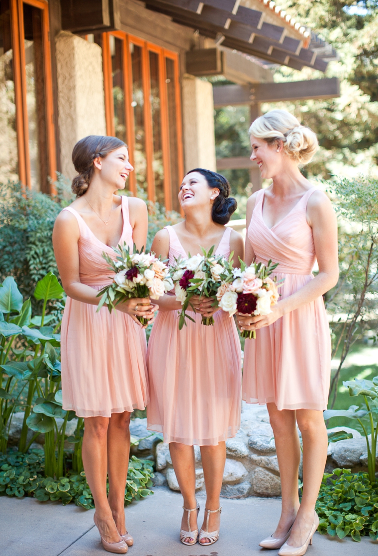 maroon and blush bridesmaid dresses