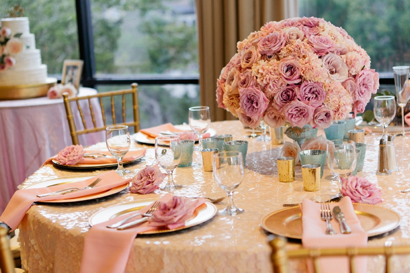 A Romantic Blush, Mint and Gold Wedding via TheELD.com