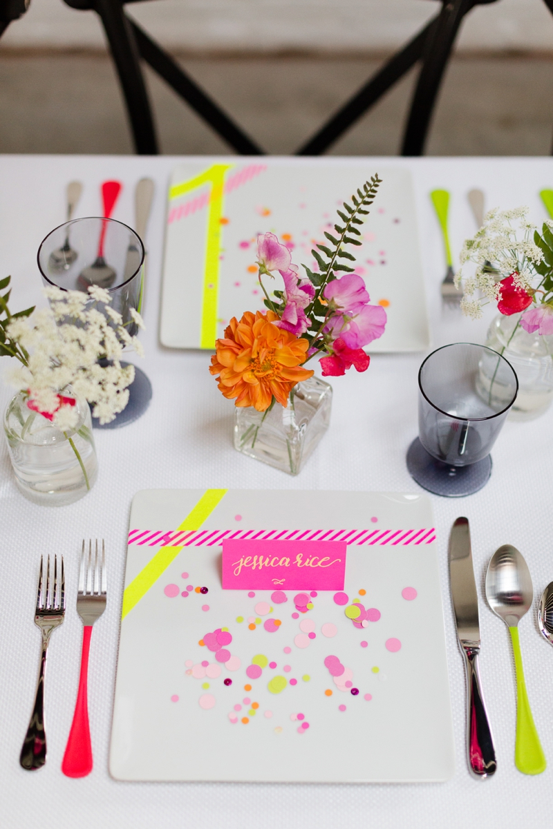 Chic Modern Neon Wedding Ideas via TheELD.com