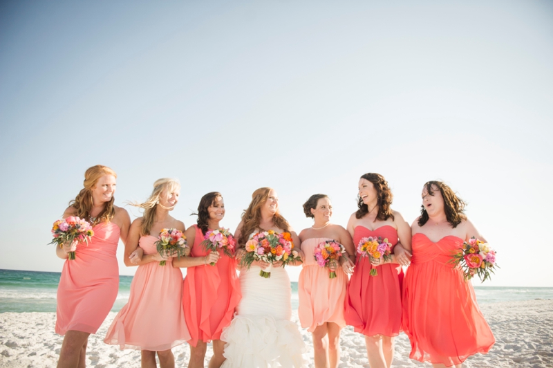 Coral and Aqua Beach Wedding via TheELD.com