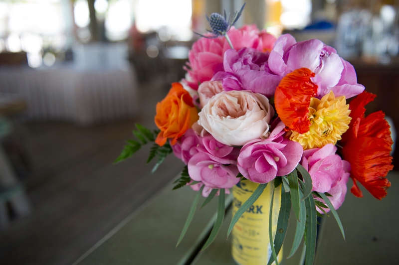 Coral and Aqua Beach Wedding via TheELD.com