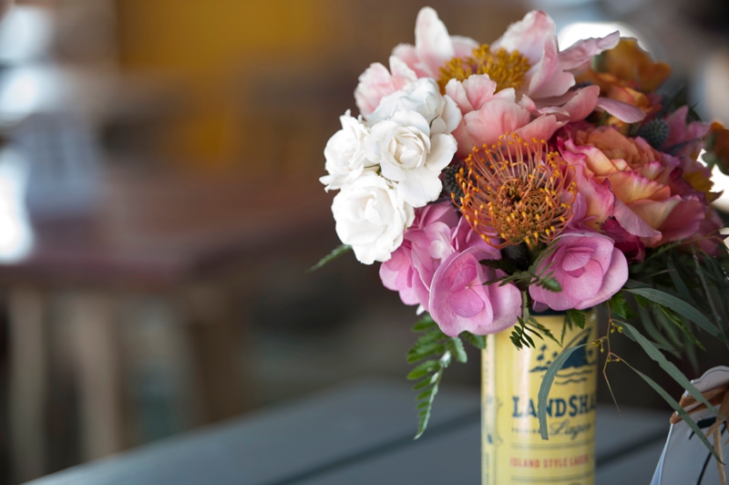 Coral and Aqua Beach Wedding via TheELD.com