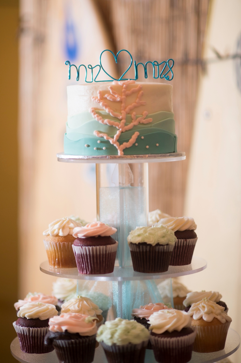 Coral and Aqua Beach Wedding via TheELD.com