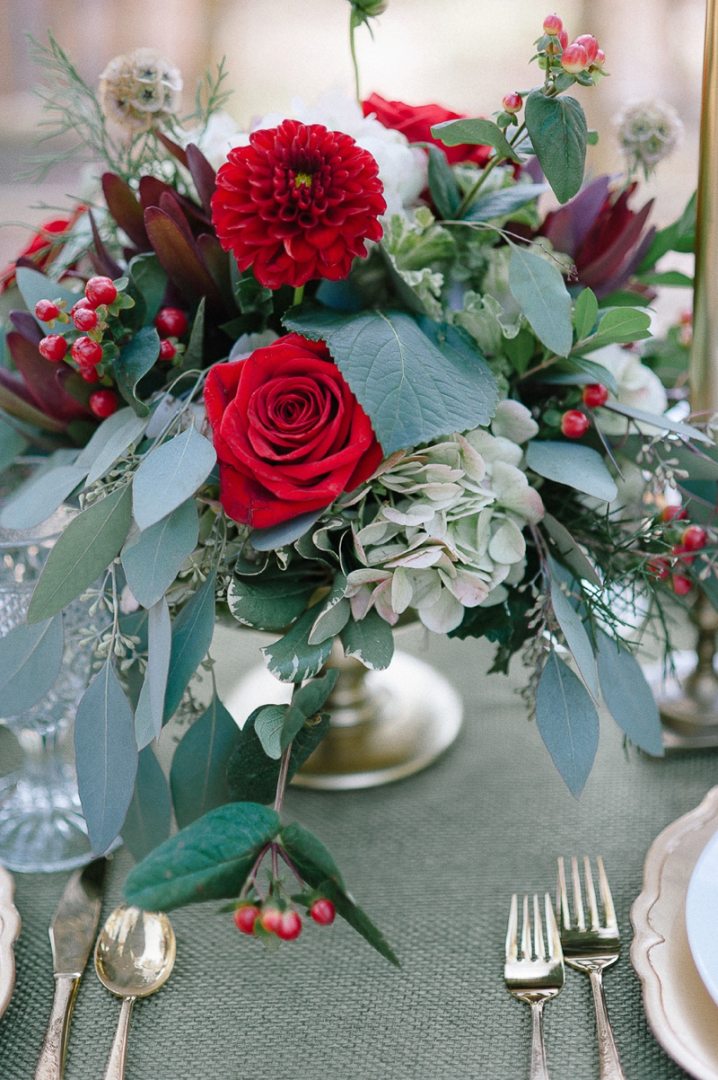 Romantic Red and Green Wedding Ideas via TheELD.com