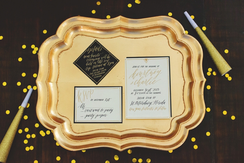 Black & Gold New Years Eve Wedding Ideas via TheELD.com