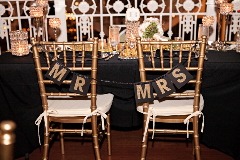 Elegant Black, White & Gold Wedding via TheELD.com